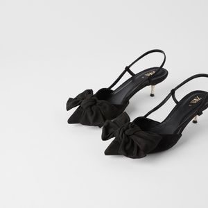 Zara | Shoes | Zara Kitten Heel Shoes With Bow 36 Soldout | Poshmark
